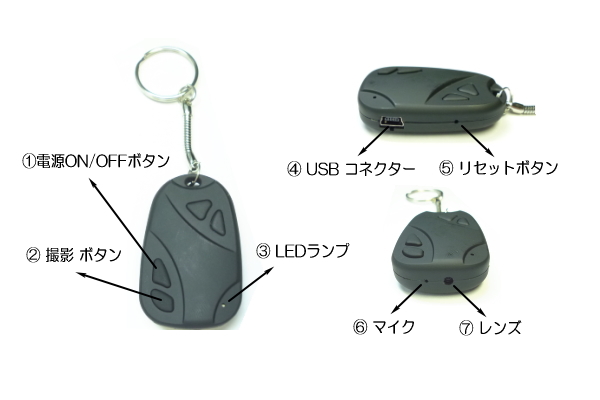 130万画素キーレスリモコン型ビデオカメラ KEY-CAM4G